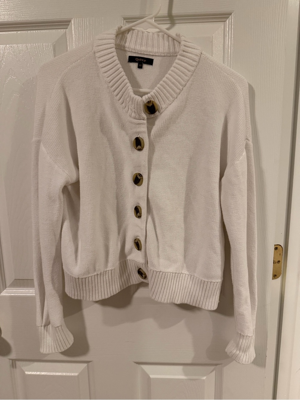 Quince Cream Button-Front Women's Knit Cardigan - worn 1x
